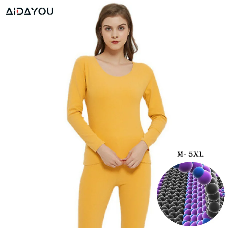 

Thermal Fleece Underwear Suit for Women Double Layers Ladies Intimate Female Pajamas Set Warm Long Johns Winter ouc420