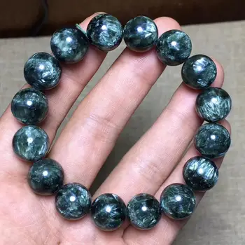 

Genuine Green Natural Seraphinite Gemstone Crystal Round Beads Stretch Bracelet 12mm Fashion Stone Healing Jewelry AAAAA
