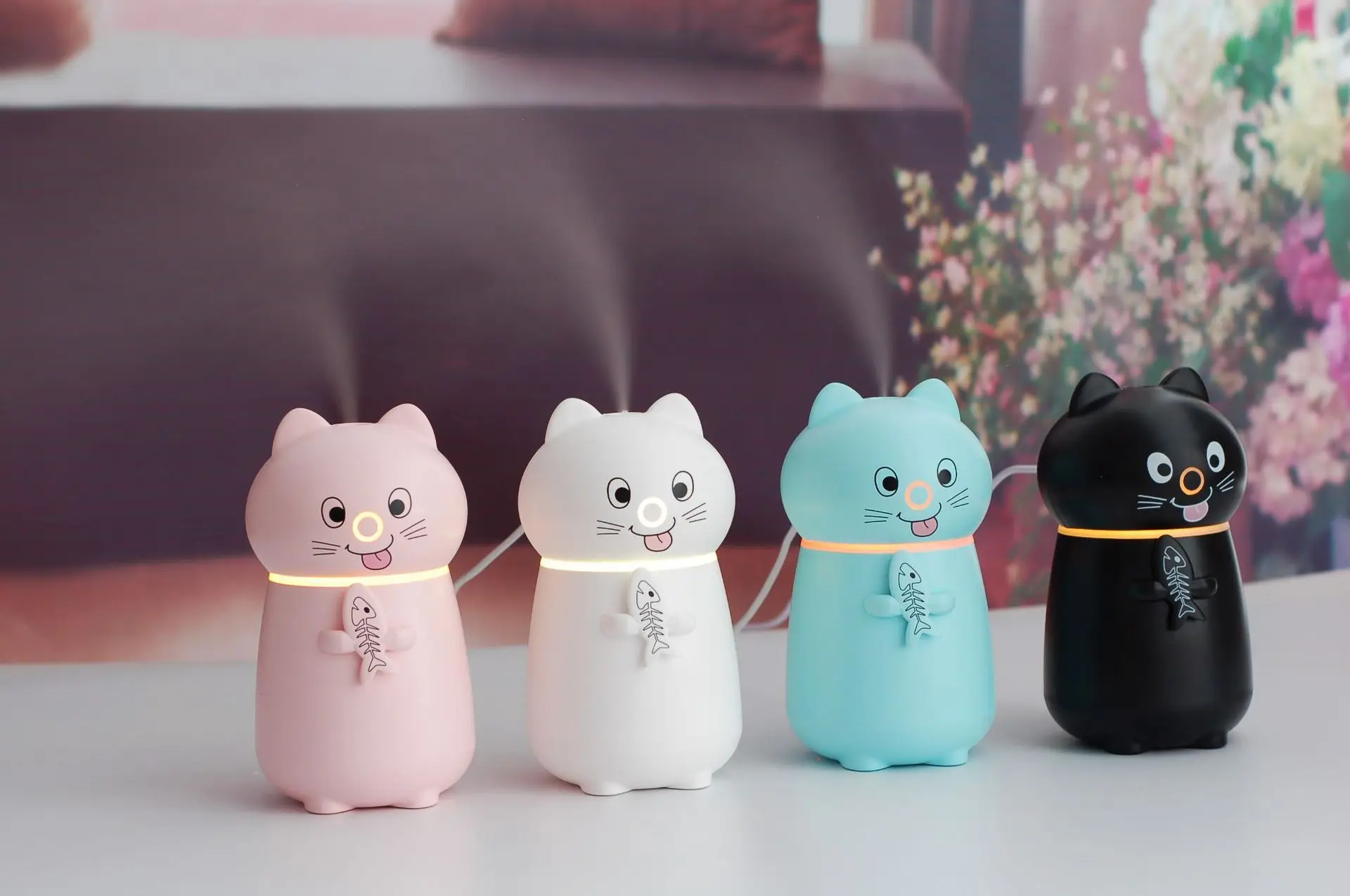 Стиль очаровательная Кошка увлажнитель USB мини настольный маленький ночной Светильник три в одном Многофункциональный Автомобильный увлажнитель воздуха