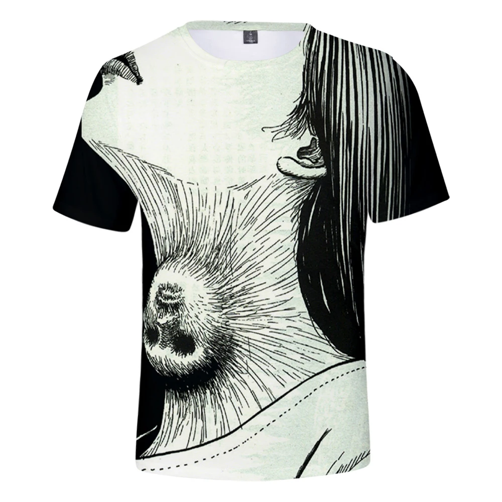 3D футболка junji ito, 3D футболка, мужская летняя футболка с коротким рукавом с рисунком аниме, топы с круглым вырезом, футболка с рисунком Харадзюку