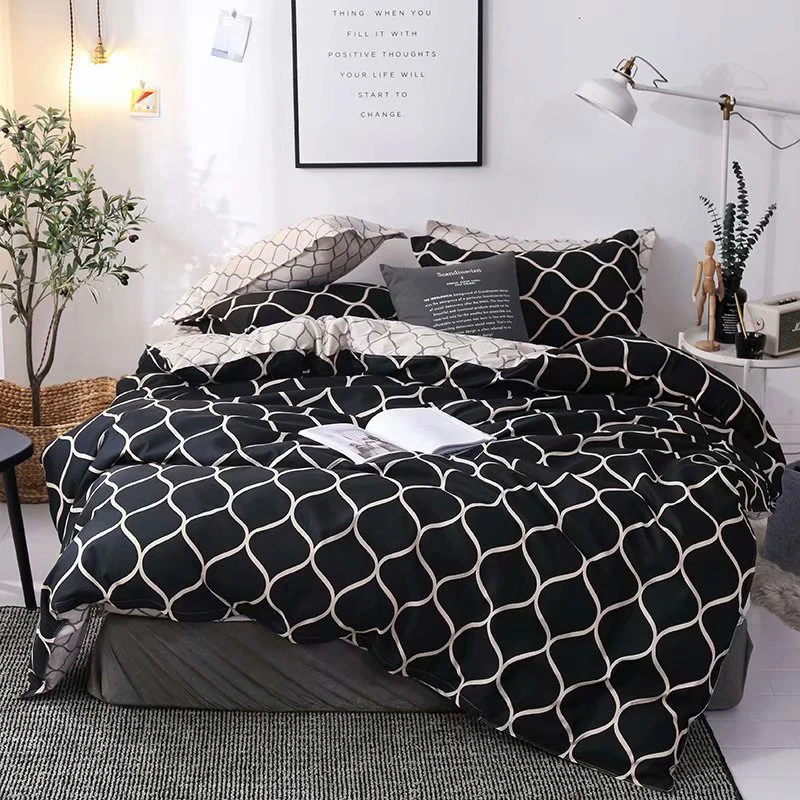 Yomdid набор постельного белья с геометрическим узором, набор постельного белья с 3d рисунком, черный и серый цвета, набор пододеяльников с двойным принтом для украшения дома и спальни