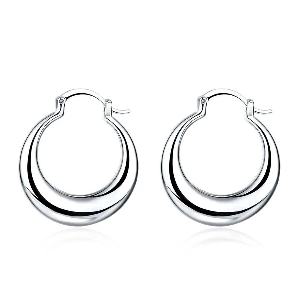 Elegant Rose Gold-Tone Silver-Plated Hoop Earrings