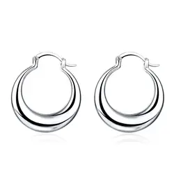 Elegant Rose Gold - Tone Silver - Plated Hoop Earrings (Silver Plated)