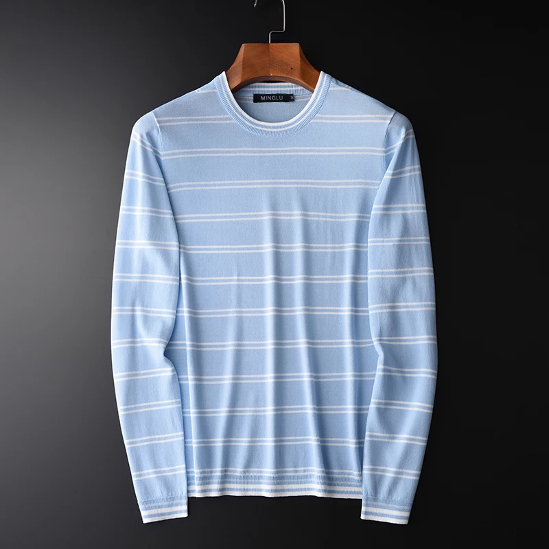 

Men's Plus Size 3XL 4XL Spring And Autumn Soft Striped Knit Sweater Men Hight Quality Mens Pullover Sweaters