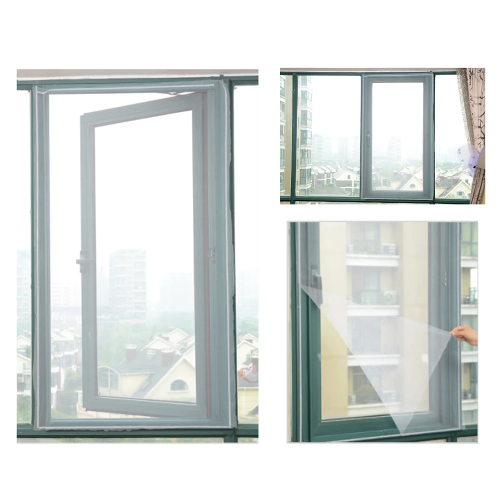 

DIY Anti-Mosquito Net Window Screen Curtain Self-adhesive Anti-Mosquito Net Invisible Fiberglass Net with Magic Nylon Sticker