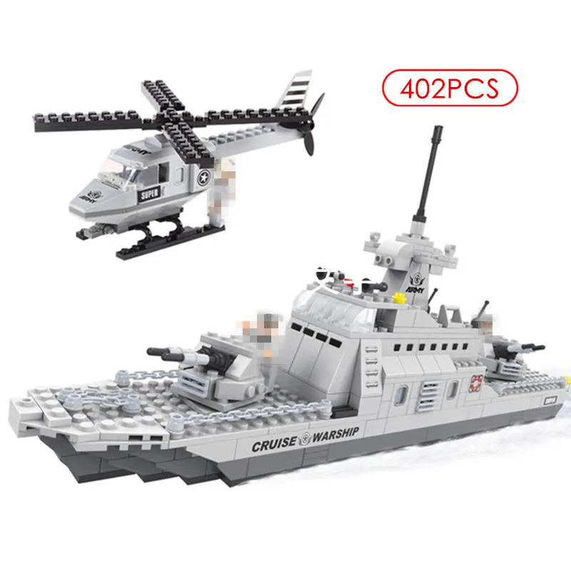 

Military Building Blocks Artillery Strike Army Ship Helicopter Mould Toy Bricks Assembling Small Particles Brick For Children
