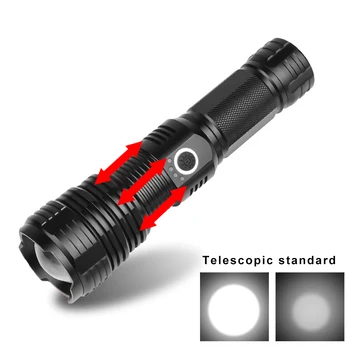 

XHP70 Zoom Flashlight USB Rechargeable Portable Light Window Breaker Lamp Tactical Flashlight Super Bright