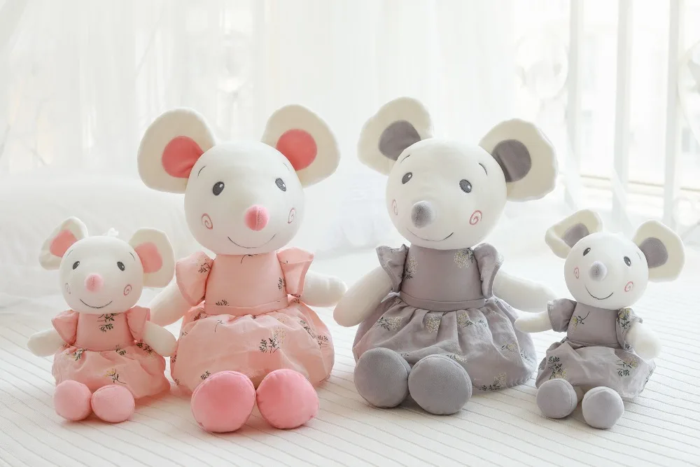 33cm/50cm Cute Dress Mouse Plush Toy Soft Cartoon Animal Rat Stuffed Doll Home Decoration Princess Baby Toys Lovers Kids Gift