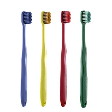 6 шт широким бреющая головка Зубная щётка трехцветный ручное путешествие зубная щетка Эко-дружественных зуб ковша экскаватора щетка Уход за полостью рта Туге уборщик эффективная