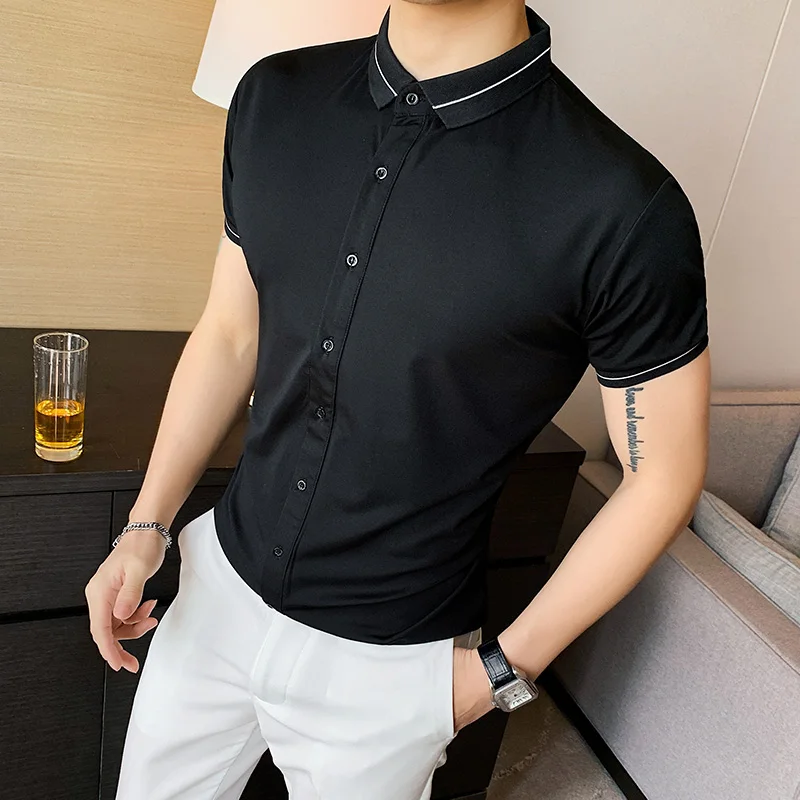 High Quality Summer Men's Casual Polo Shirts Brand New 2020 Short Sleeve Knitted Shirt Men Slim Fit Turn Down Collar Polos | Мужская