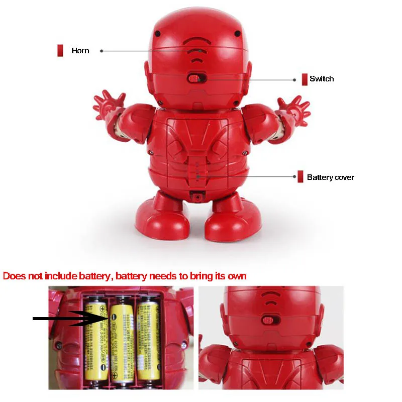 Обновленный танец Железный человек Радиоуправляемый игрушечный робот танец Мстители электронная игрушка фонарик со светом Звук Музыка мстители Супер игрушки в виде героев