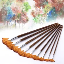 9 шт акварельные нейлоновые гуашь для волос, кисти для рисования, портативный набор инструментов для рисования, двухцветные веерообразные детские товары для рукоделия для школы