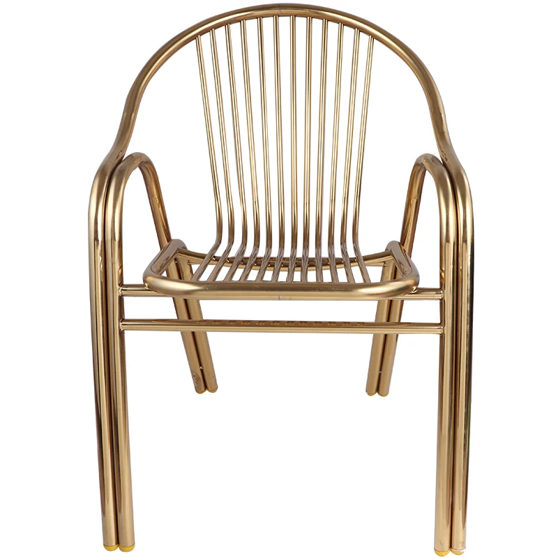 Modern Minimalist Stainless Steel Chair Backrest Home Metal Outdoor Balcony Dining Single Armrest Leisure Seat |