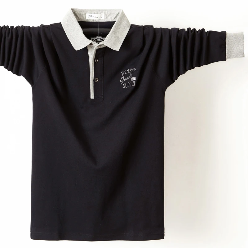 

Plus size 6XL 5XL Men Polo Shirt Men's Business Work Casual Cotton Male Top Tees Autumn Long Sleeve Turn-down Collar Polo Shirts