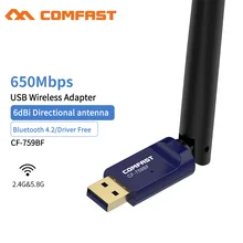 Comfast Mini USB 2,0 650 Мбит/с двухдиапазонный беспроводной Wifi адаптер приемник сетевой LAN Карта ПК Bluetooth 4,2 получить и передавать