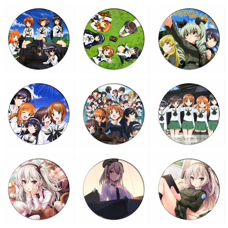 

GIRLS und PANZER Cosplay Badges Nishizumi Miho Brooch Pin Saori Takebe Collection Badge Breastpin for Backpacks Clothing