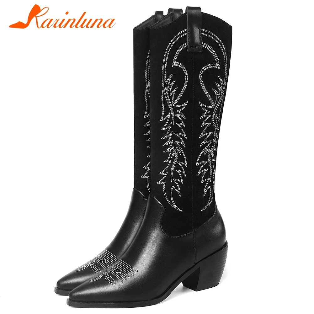 Karinluna 2019 dropship Big Size 46 winter Shoes Woman western Boots Female Shoes chunky heels riding Boots shoes Women Karinluna 2019 dropship Big Size 46 winter Shoes Woman western Boots Female Shoes chunky heels riding Boots shoes Women