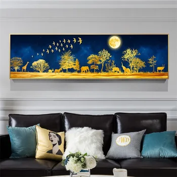 

Full 5d Round Diamond Decoration Painting Modern European Style Golden Milu Deer Rich Lucky Tree Hanging Painting