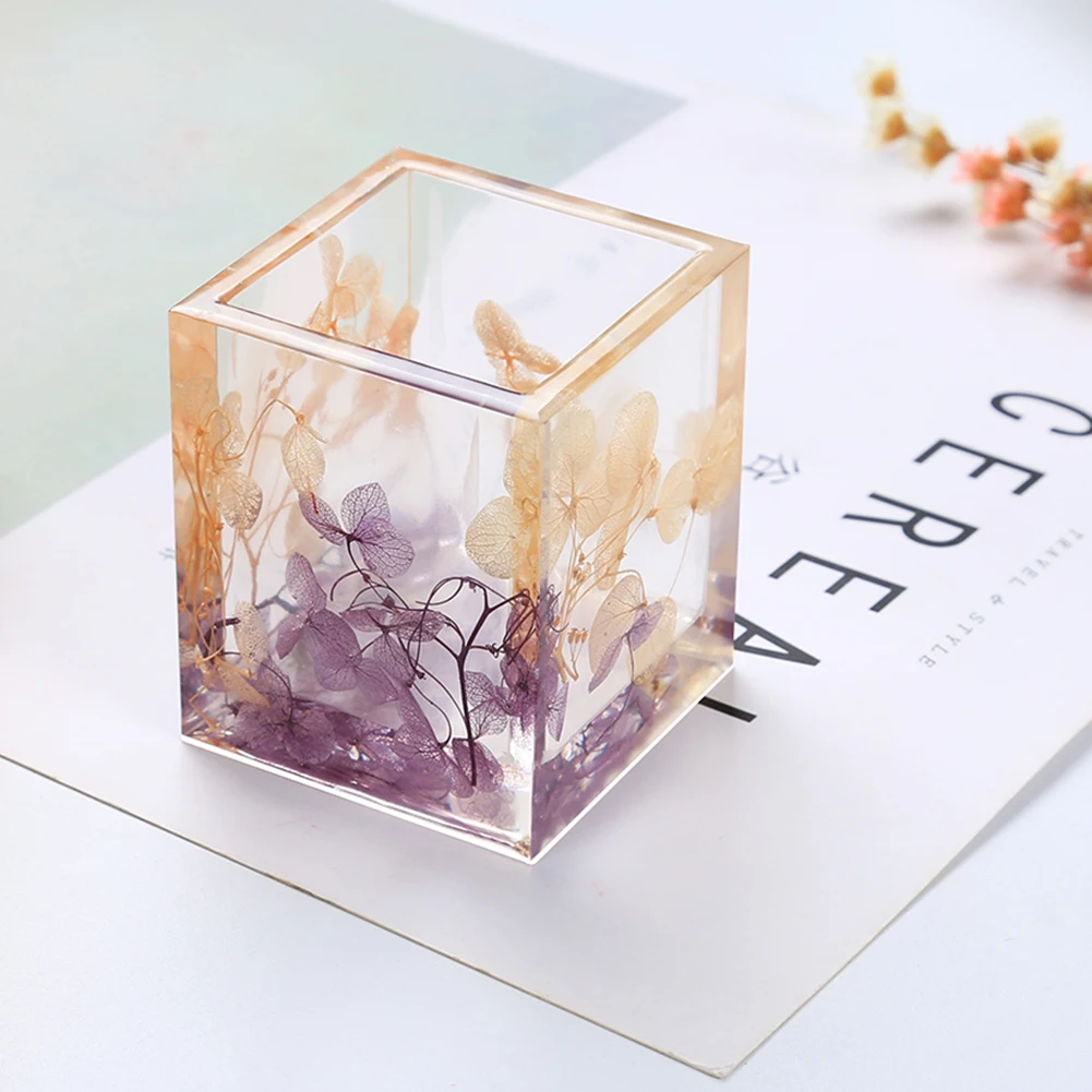 Square Эпоксидная полимерная ручка держатель для хранения DIY прочный простой в использовании прозрачный Экономия пространства высушенный цветок Декор Ремесло силиконовая форма - Цвет: Square