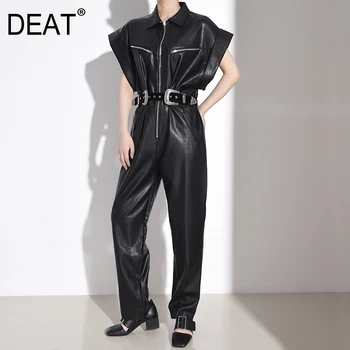 

DEAT 2020 New Spring Summer Fashion Sexy Skinny Black High Waist Slim Thin Sashes Sleeveless Jumpsuits Women Suit SB296
