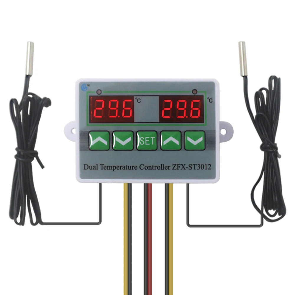 Incubator controller Intelligent Digital Dual Thermostat Temperature Controller Regulator Temp. Switch with Dual Sensor