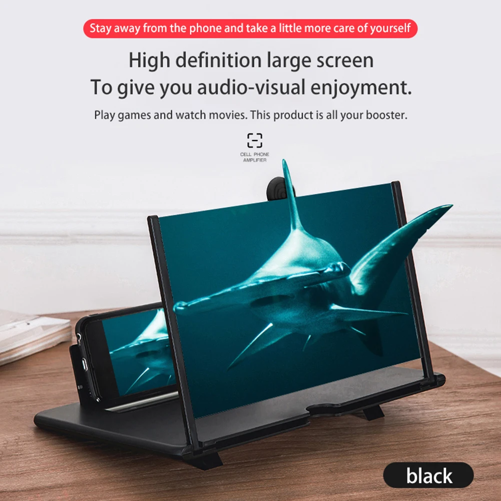Phone Screen Amplifier 8.2/9/10/12/14 in 3D Mobile Phone Screen Magnifier HD Video Amplifier Foldable Holder Smartphone Movie Magnifying Glass Bracket
