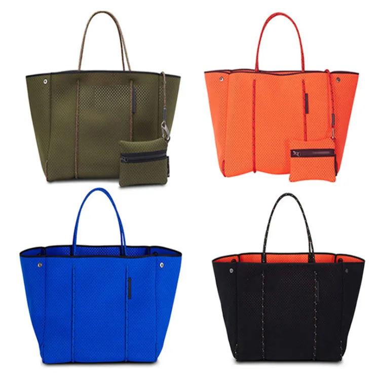 

Customizable Neoprene Punched Beach Bag Outdoor Casual Diaper Bag Europe And America-Style Hand-Strap Picture Shopping Bag