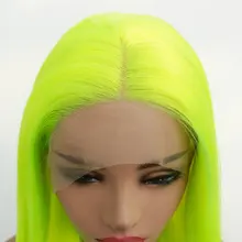 Светильник, Зеленый прямой синтетический парик на кружеве, без клея, термостойкие волокна, натуральные волосы, Расставание волос для женщин, парики