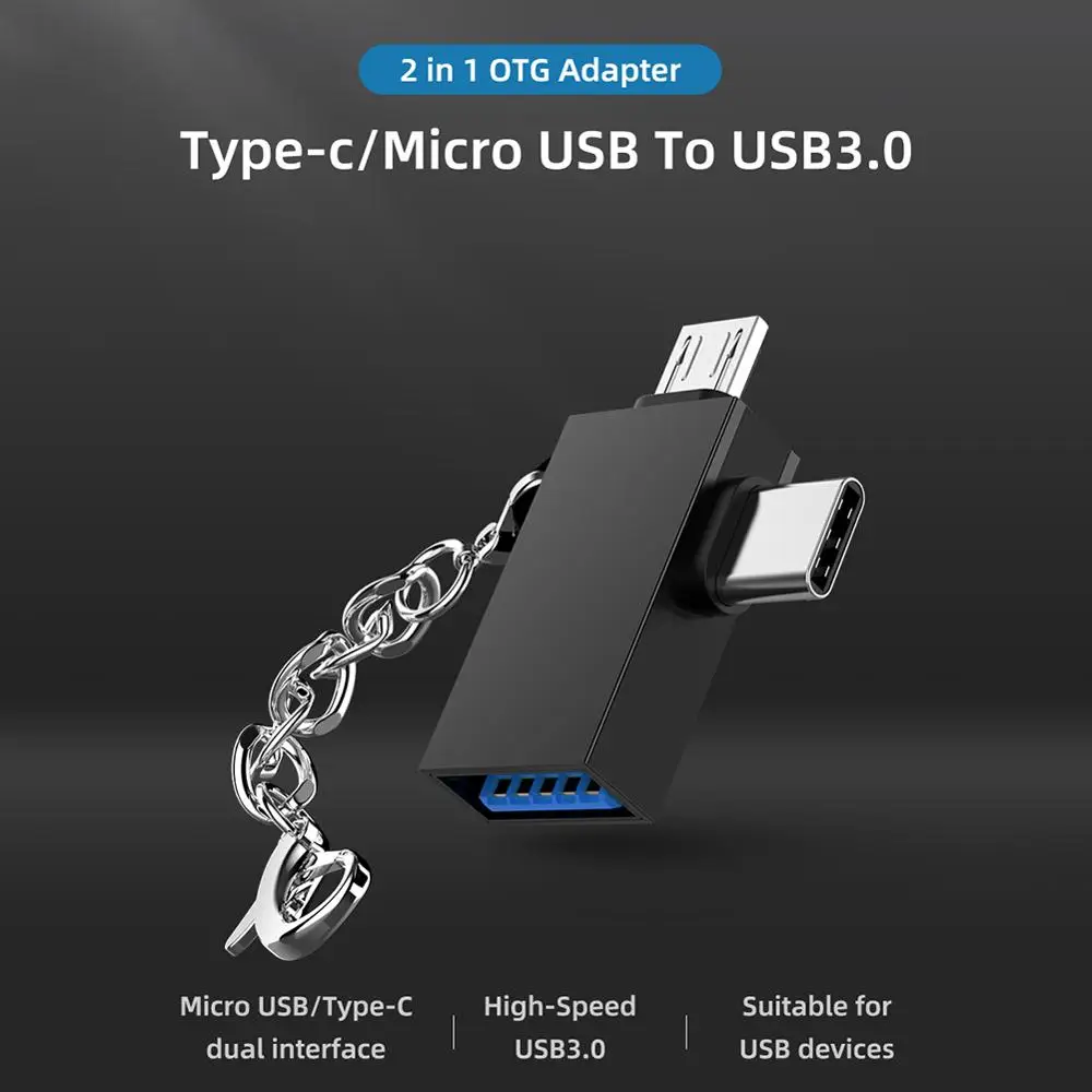 

2 in 1 Type-C Male +Micro USB Male To USB 3.0 Interface Female OTG Adapter Cable Fast Transfer Date Cable For Android Type-C