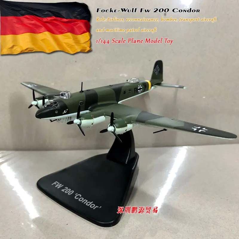 ATLAS 1/144 масштаб военная модель игрушки Focke-Wulf Fw 200 Condor Bomber Diecast металлическая модель самолета игрушка для коллекции, подарок, дети