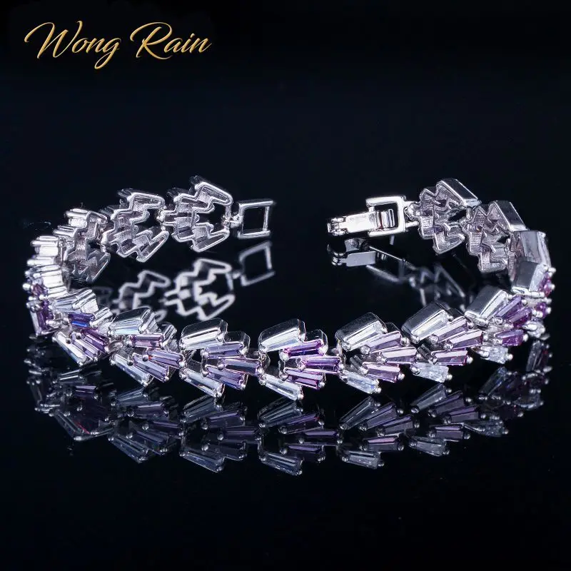Браслет Wong Rain Bohemain из стерлингового серебра 925 пробы аметист морганит рубин