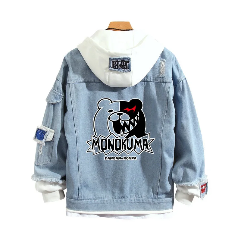 Danganronpa-Sudadera con capucha para Cosplay, chaqueta Jean con estampado de monokuma, vaquero parejas, dos piezas, Anime periférico falso _ - AliExpress Mobile