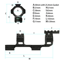 25.4/30mm Offset Scope Rings Mount 11mm 3/8" Dovetail Rail Hunting Riflescope Top Picatinny Weaver Rail with Bubble Level