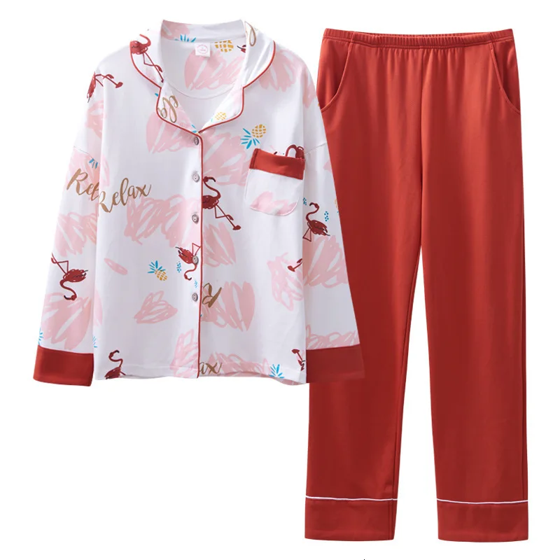 Пижамный комплект, женская одежда для сна размера плюс, Kawaii, Хлопковая пижама, энтерос, корейский Ночной костюм, длинный рукав, мультяшная Пижама, Пижама для женщин - Цвет: Y8866
