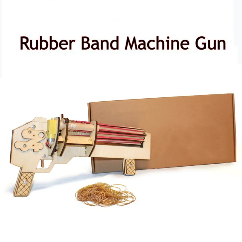 

RBMG Fully Automatic Rapid Fire Hairband Gun Educational Assembled Toys DIY Rubber Machine Gun Birthday Gift