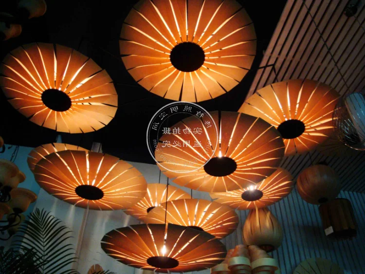 

Fashion Led Handmade Veneer Pendant Light Bamboo Living Room Lights Restaurant Lamp S pendant lights