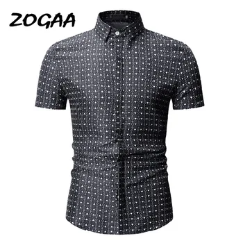 

ZOGAA New Summer Breathable Short Sleeve Polka Dot Print Fashion Casual Slim Short Sleeve Shirt 3XL