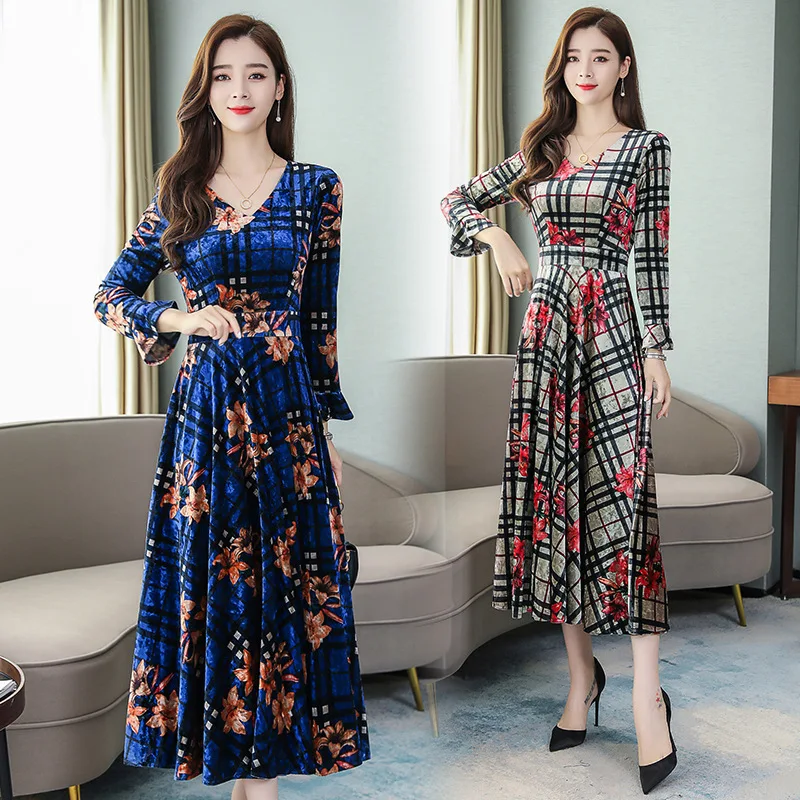 

Dress Autumn Clothing 2019 New Style Early Autumn WOMEN'S Dress-Style Elegant Stripes Western Style Skirt Europe And America