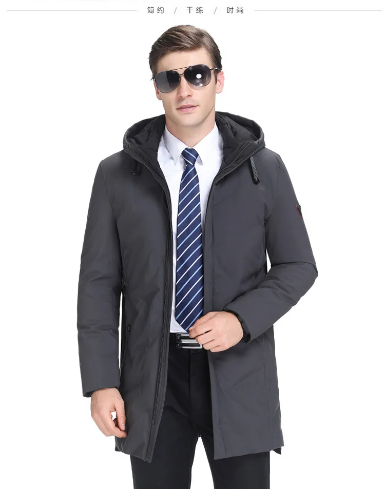 New Style High-End down Jacket Men's Casual Middle-aged Men Mid-length down Jacket Hooded MEN'S Coat