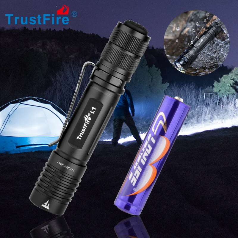 

TrustFire L1 Mini Led AAA Flashlight 385 Lumens Small Flash Light Support AAA/10440 Rechargeable Battery Tactical EDC