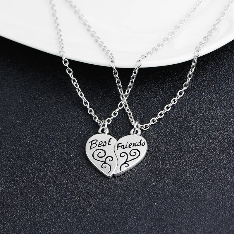 

Cross Border wsih Amazon Hot Sales Lettered Best Friends Good Friend Two Flap Joint Pendant Necklace