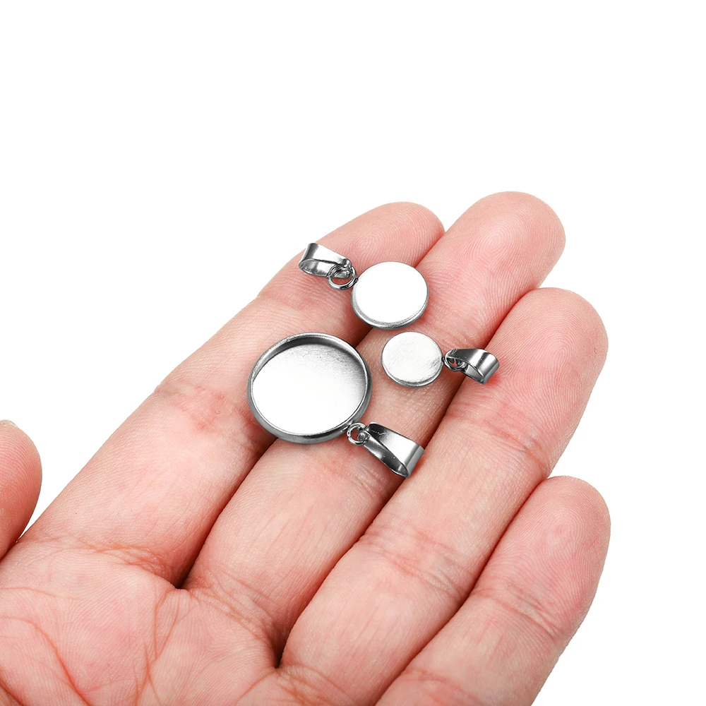 10Pcs Stainless steel 6-30mm Cabochon Base Setting Bezel Blank
