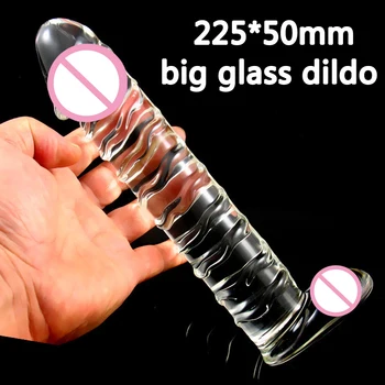 

225*50mm big glass dildo realistic large penis fake dick sex toys for woman masturbator adult erotic huge dildos for women