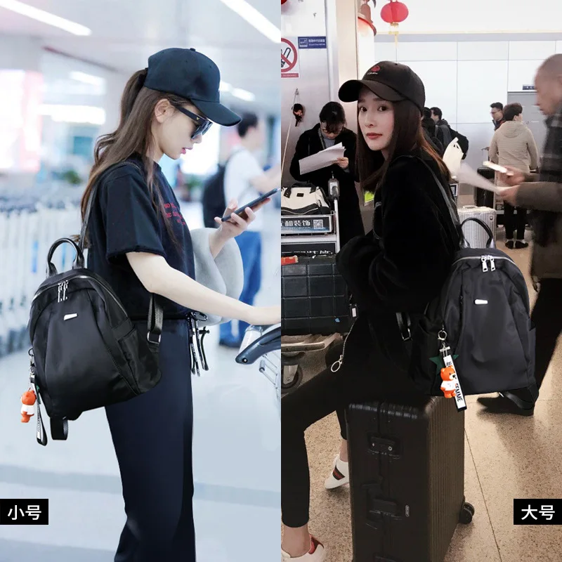 

2019 New Style Fashion Lightweight Oxford Cloth Backpack Women's Korean-style First Layer Leather Backpack Nylon WOMEN'S Bag Sch