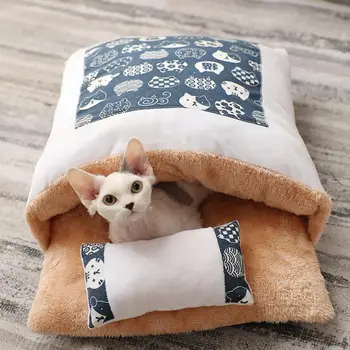 

Removable Dog Cat Bed Cat Sleeping Bag Sofas Mat Winter Warm Cat House Small Pet Bed Puppy Kennel Nest New Cushion Pet Products