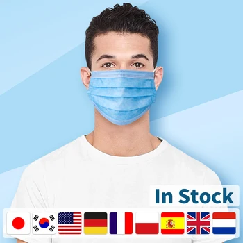 

Masks Disposable Anti Virus Mascarillas 10 PCS 3 layer Non-woven Breathable Face Mouth Masks One Time Anti Pollution