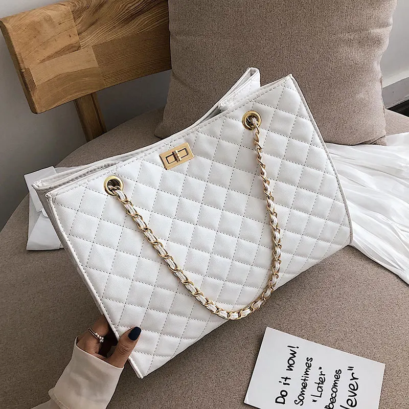 

High sense small bag women 2019 new Korean version Versatile Single Shoulder Bag Fashion Lingge chain Messenger Tote Bag
