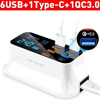 

8 Ports Quick Charge 3.0 Led Display USB Charger For Android/iPhone Adapter Phone Tablet Fast Charger For xiaomi/huawei/samsung