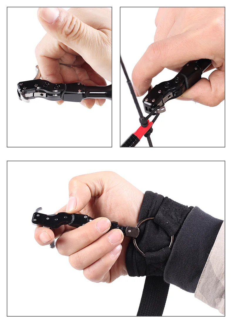 Tiro com Arco Pinça Liberação Auxiliar Preto Composto Cinta Tiro Seta Gatilho Conforto Profissional Pulseira Arco 6 Cheap Arco e flecha