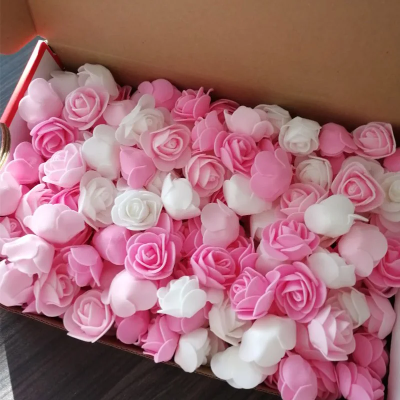 100Pcs 3cm Foam Mini Roses Artificial Flowers for Wedding Decoration Party DIY Handmade Teddy Bear Crafts Home Garden Supplies 8